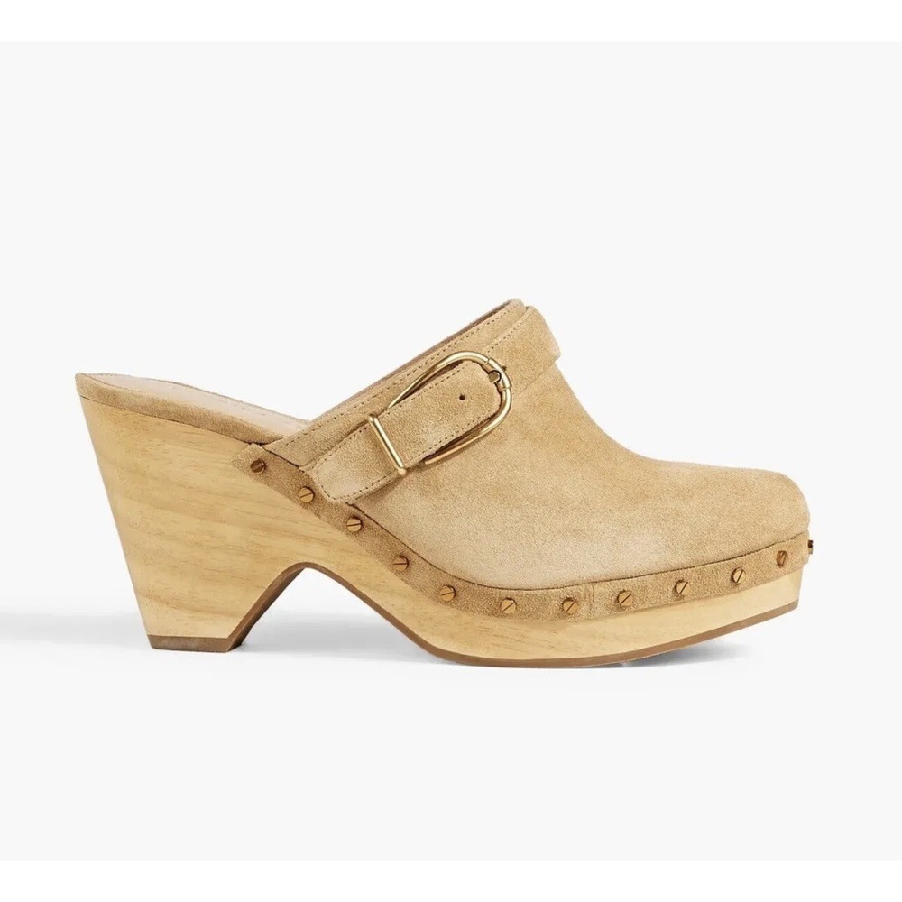 Veronica Beard Hendrix Clogs Tan Suede Studded Sandals Mule Women's Size 8.5 - Picture 5 of 10